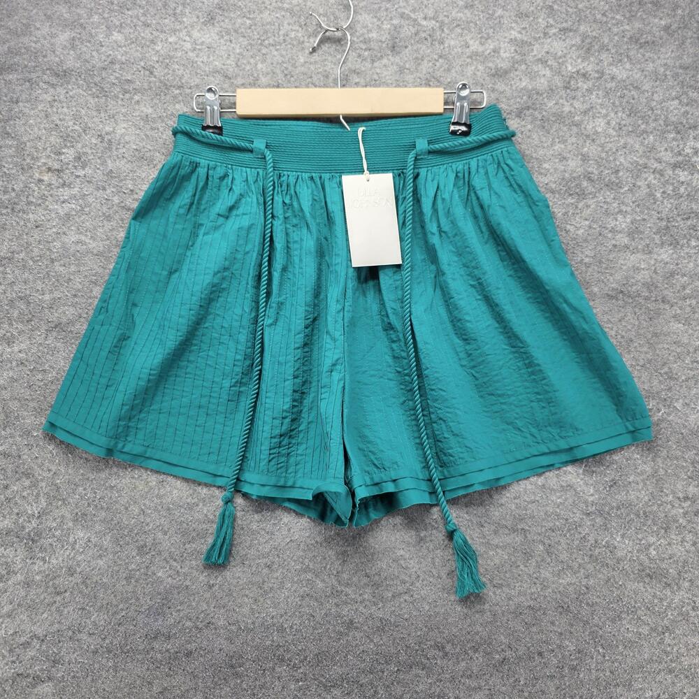 Ulla Johnson Shorts Womens 6 High Rise Green Chino Poplin Tassel Waist 2 Inseam